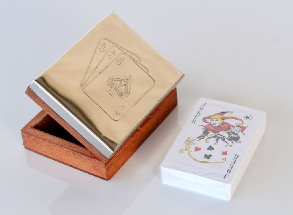 Ace Silver & Wood Card Box